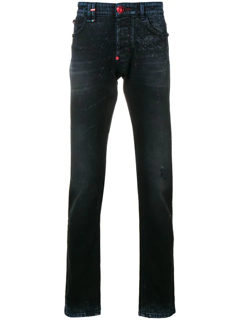 Philipp Plein Bleached Skinny Jeans In Black | ModeSens