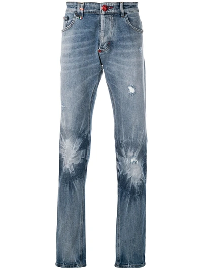 Philipp Plein Faded Effect Jeans In Blue