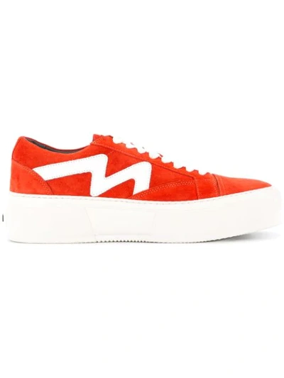Msgm Panelled Sneakers In Red
