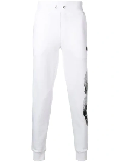 Philipp Plein Side Skulls And Logo Track Pants In White