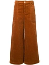 Ganni Wide Leg Corduroy Trousers In Brown