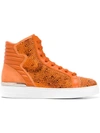Philipp Plein Crystal Embellished Sneakers In Orange