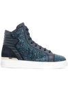 Philipp Plein Crystal Embellished Hi-top Sneakers In Blue
