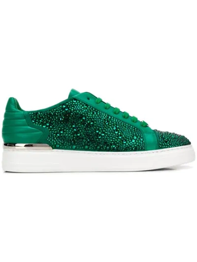 Philipp Plein Embellished Low-top Sneakers In Green