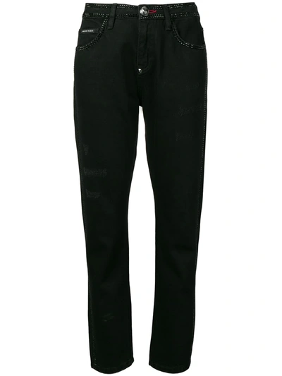 Philipp Plein Crystal Embellished Straight-leg Jeans In Black