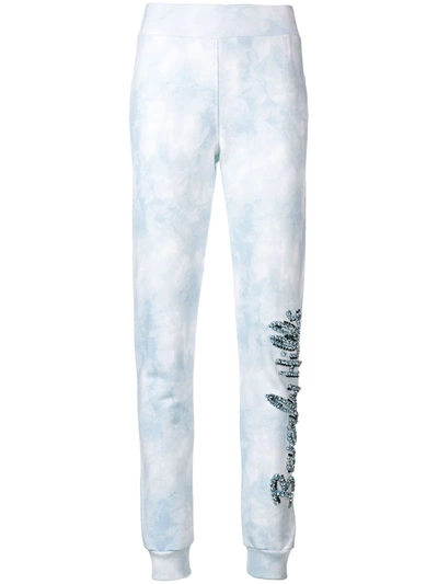 Philipp Plein Beverly Hills Crystal Embellished Track Pants In Blue