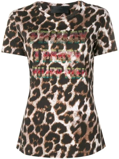 Philipp Plein Leopard Print T-shirt In Brown