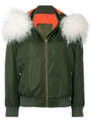 Mr & Mrs Italy Customisable Bomber With Fur Collar In Green
