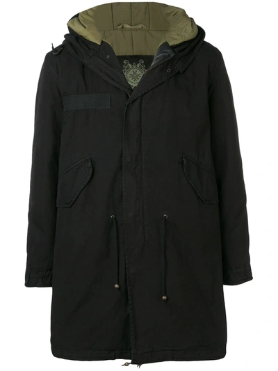 Mr & Mrs Italy Customisable Midi Parka With Patches In Black