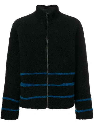 Inès & Maréchal Striped Shearling Coat In Black