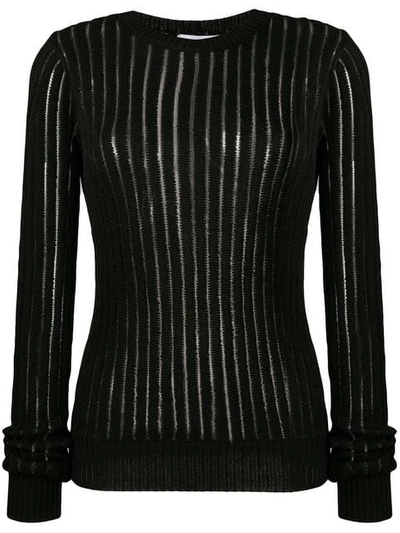 Helmut Lang Transparent Stripe Crew In Black 001