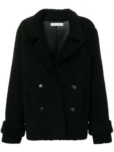 Inès & Maréchal Double-breasted Shearling Coat In Black