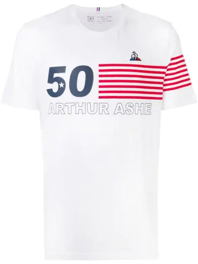 Le Coq Sportif Striped Detail T-shirt - White