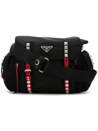 Prada Studded Strap Crossbody Bag In Black