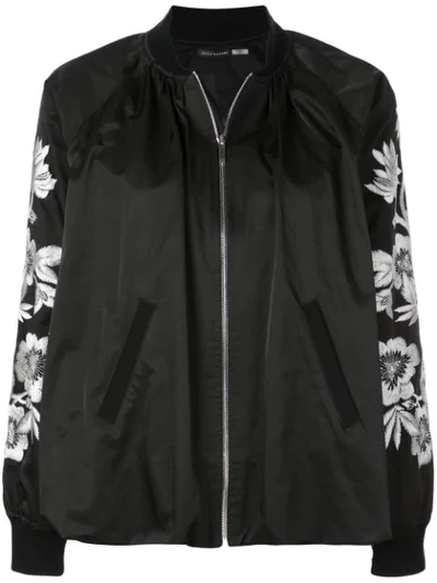 Josie Natori Embroidered Detailed Bomber Jacket In Black