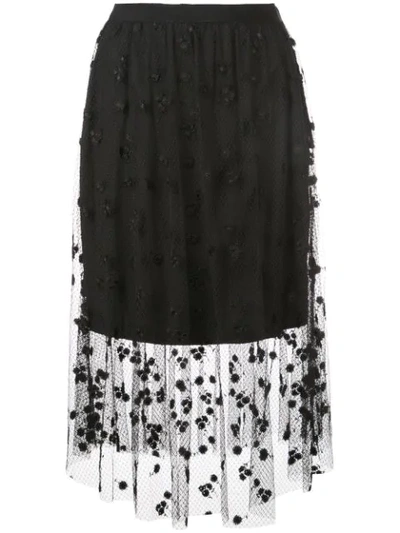 Josie Natori Embroidered Skirt In Black
