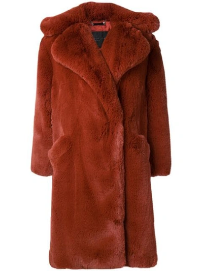 Givenchy Single Breasted Oversized Faux Fur Coat In Rust