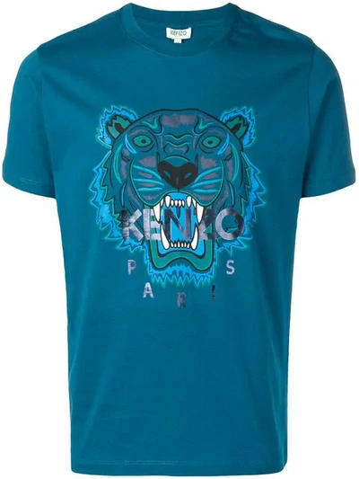 Kenzo Embroidered Tiger T-shirt In Blue