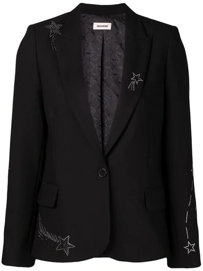Zadig & Voltaire Victor Embellished Single-button Blazer In Black