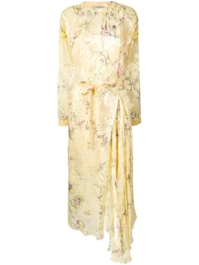 Preen By Thornton Bregazzi Floral Print Belted Dress In Yellow