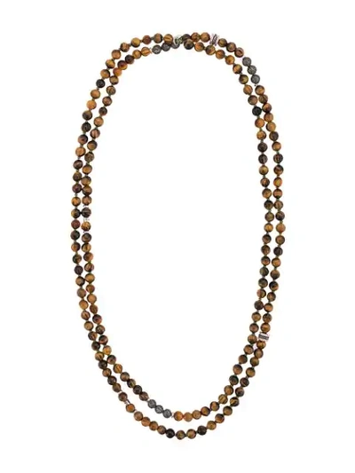 Tateossian Mesh Beaded Necklace In Brown