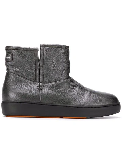 Santoni Thick Sole Ankle Boots In Grey