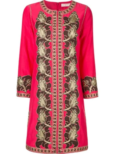Tory Burch Embroidered Midi Caftan In Pink