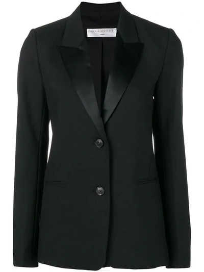 Victoria Beckham Satin Trim Blazer In Black