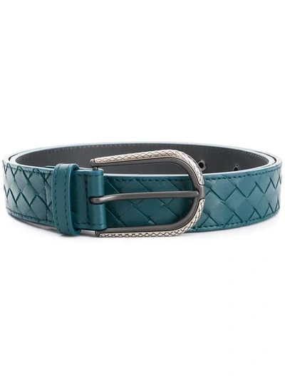 Bottega Veneta Intrecciato Belt In Blue