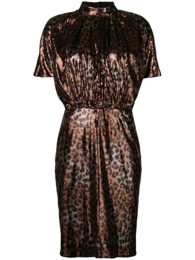 Msgm Micro Pleated Sequin Dress In Gold