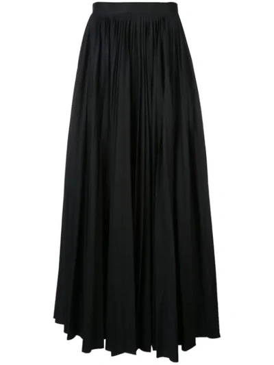 Khaite Long Pleated Skirt In Black