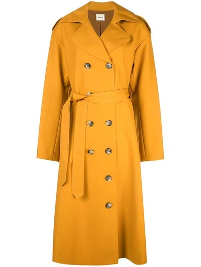 Khaite Double Breasted Trench Coat In Ochre
