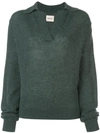 Khaite V Neck Jumper In Green