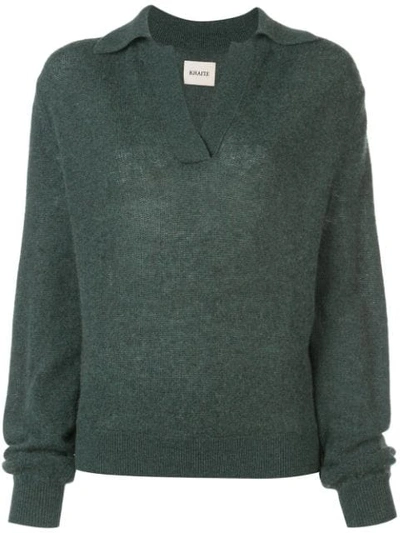 Khaite V Neck Jumper In Green