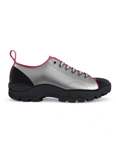 Swear Nori Lace Up Sneakers In Silver/black/neon Pink