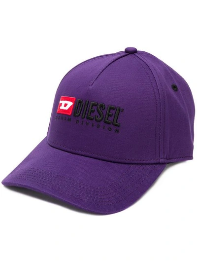 Diesel Logo Embroidered Baseball Cap In Purple
