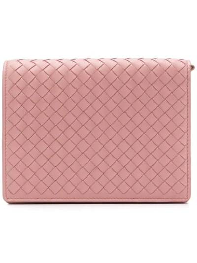 Bottega Veneta Intrecciato Weave Wallet In Pink