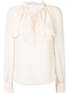 See By Chloé Ruffled Neck Blouse In Neutrals