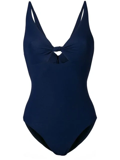 Tory Burch Front Knot Swimsuit In Blue