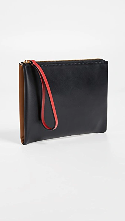 Marni Pochette Color-block Leather Wristlet In Black/mocha/hot Red