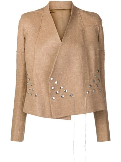 Rick Owens Studded Jacket In Brown