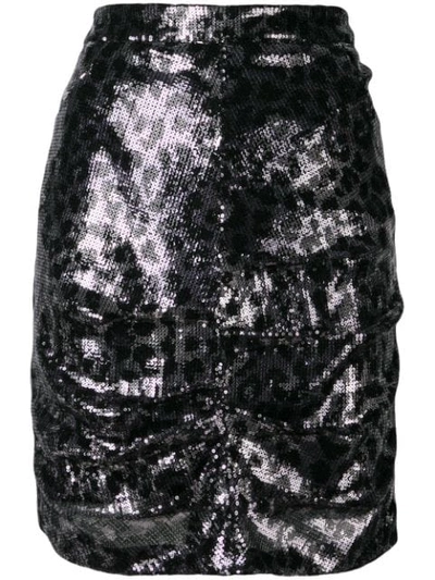 Msgm Sequin Pencil Skirt In Black