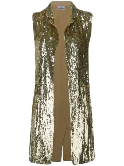 P.a.r.o.s.h Embellished Draped Waistcoat In Gold