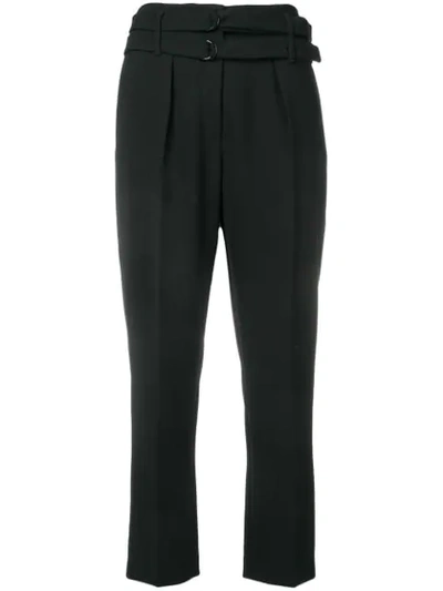 Luisa Cerano Double Belt Cropped Trousers In Black