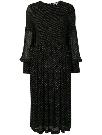 Ganni Mullin Georgette Smock Dress In Black