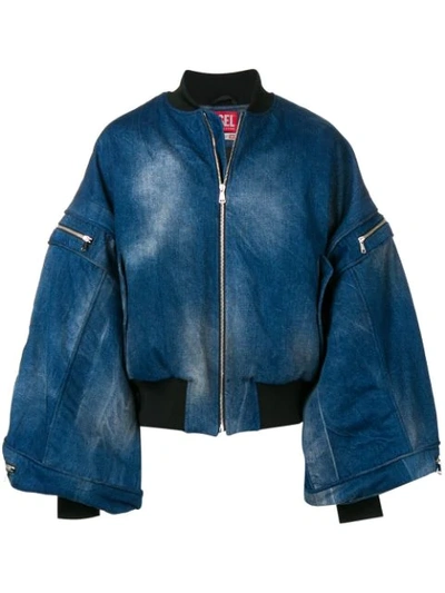 Diesel Red Tag Batwing Sleeve Denim Jacket In Blue