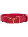 Prada Saffiano Leather Logo Belt In Red