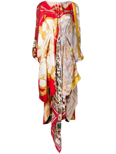 Marine Serre Asymmetric Printed Scarf Dress In Red