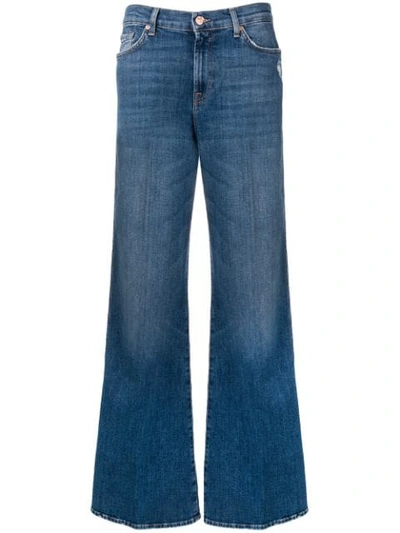 7 For All Mankind Faded Wide-leg Jeans In Blue