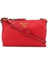 Prada Pebbled Zipped Crossbody In Red